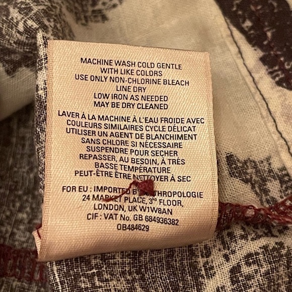 HD in Paris Anthropologie button down linen blend tank top women’s size 2 - Picture 5 of 6